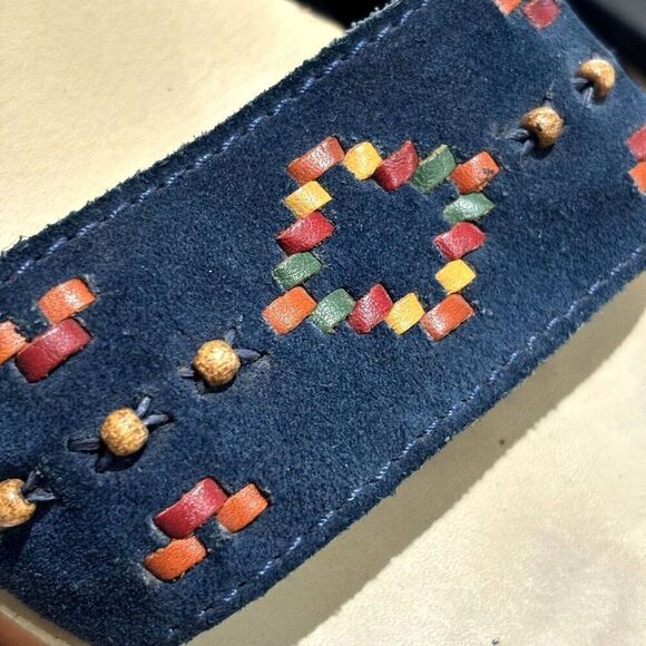 RIVERSTONE 90s does 70s Y2K Wooden Platform Cut-Out Wedge Sandals Embellished - Picture 5 of 9